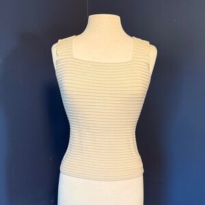 Cream Ribbed Square-Neck Tank